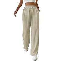 Womens Wide Leg Palazzo Summer Pants Casual Boho Lounge Trousers with Pockets