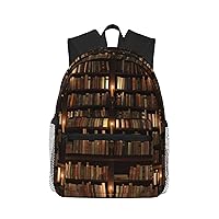 Library Bookshelf Book Unisex Backpack Double Shoulder Daypack,Lightweight Bag Casual Bag Travel Rucksack