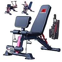 Adjustable Weight Bench,Utility Workout Bench Foldable Incline Decline Benches for Home Gym Full Body Workout,Load 600LBS