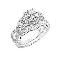 SwaraEcom 2.00ct. t.w. Round Cut Bridal Set Diamond 14K White Gold Plated Sterling Silver Solitaire Engagement Ring & Wedding Band