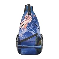 Snow Mountain Sling Bag Lightweight Crossbody Bag Shoulder Bag Chest Bag Travel Backpack for Women Men