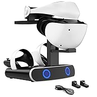 Keten Play-Station VR2 Controller Charging Dock, PS-VR2 Charging Station with Type-C Adapter, Dual PS-VR2 Controller Charging Stand, PS5 Accessories with Headset Holder, LED Indicator