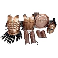 THOR INSTRUMENTS Medieval Armor Greek Corinthian Helmet W/Muscle Jacket Leg ARM Guards Costume Rustic Vintage Home Decor Gifts