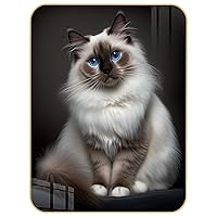 Table Art Decorative Paintings Cute Ragdoll Cat, Animal Art - Beautiful Cat Painting, Decorative Paintings with Crystal Porcelain Panel, Wall Art for Office, Home, Dining Room 5x7 Inch
