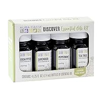 Discover Essential Oils Kit, 4-Pack, Lavender, Eucalyptus, Peppermint & Tea Tree Oils, Excellent Starter Set