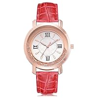 Women Quartz Watches Analog Female Bead Unique Watches Lady Wrist Watches for Women (Red)