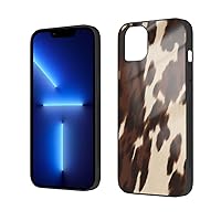 Cow Print Printed Case for iPhone 14 Plus Cases 6.7 Inch - Tempered Glass Shockproof Protective Phone Case Cover for iPhone 14 Plus,Not Yellowing