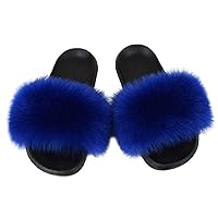 Womens Faux Fur Flat Slide Sandals Fluffy Open Toe Slipper Soft Cozy Comfortable Fur Sandals With Fluffy Fur
