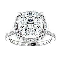 3.50 CT Cushion Moissanite Engagement Ring Wedding Bridal Ring Sets Solitaire Halo Style 10K 14K 18K Solid Gold Sterling Silver Anniversary Promise Ring