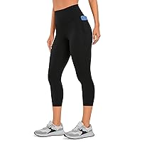 CRZ YOGA Womens Butterluxe Workout Capri Leggings with Pockets 21 Inches - High Waisted Gym Athletic Crop Yoga Leggings