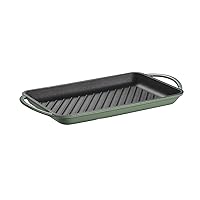 Enameled Cast Iron Grill Pan,Induction Stove Top Grill Plate(Mustard Green)