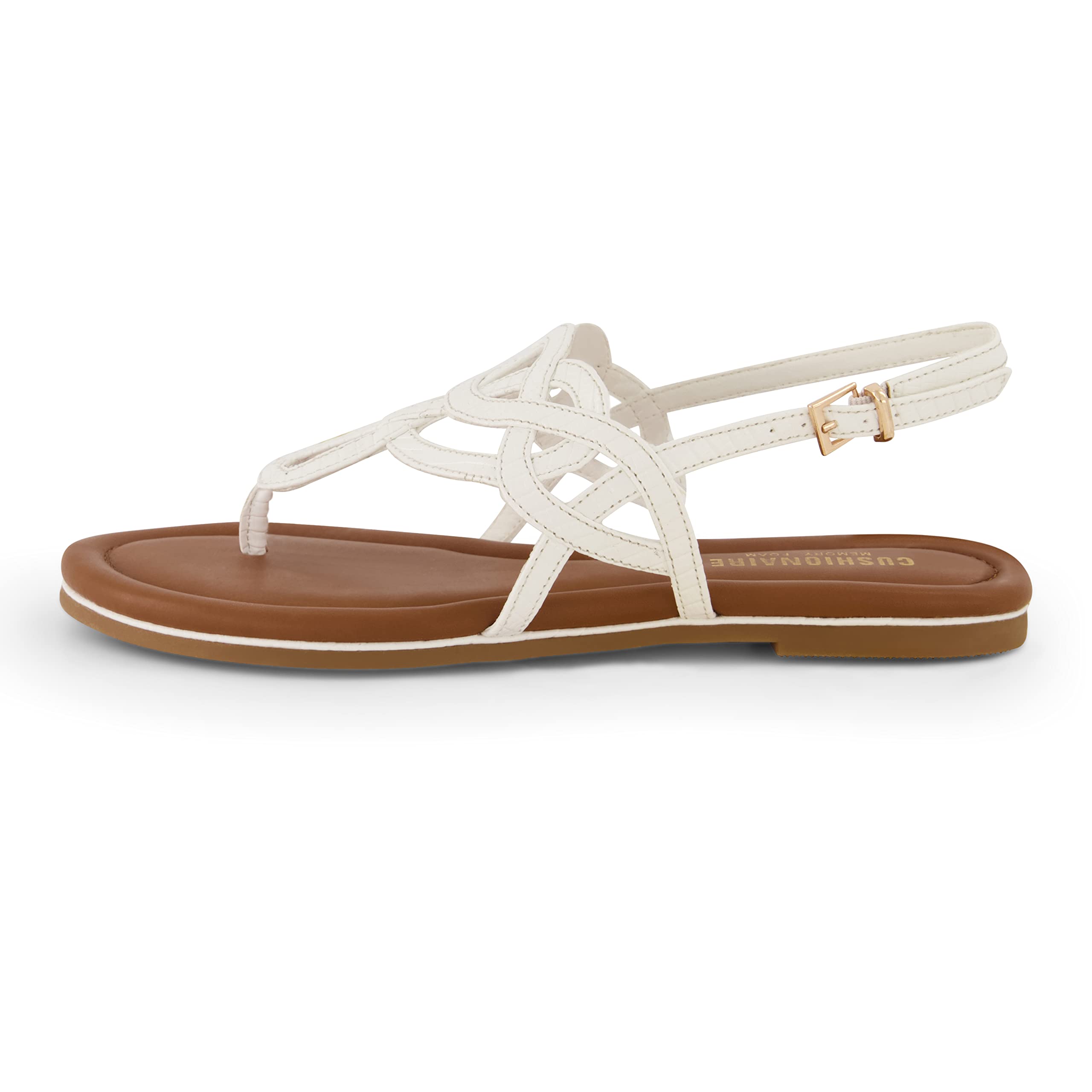 CUSHIONAIRE Women's Judit flat sandal +Comfort Foam, Wide Widths Available