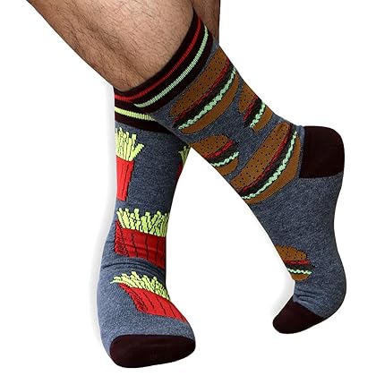 AFADER Men's Funny Cozy Dress Cotton Socks for Men Novelty Crazy Crew Socks Size 7-12