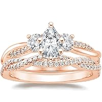 Petite Twisted Vine Moissanite Diamond Ring Set, 1.0 CT Pear Moissanite Engagement Ring Set, Wedding Ring Set, Bridal Ring, Promise/Anniversary Rings for Wife