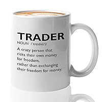 Stock Market Coffee Mug - Trader Definition Crazy Person - Day Trader Brokers Financial Adviser Investor Office Saving Investing Trading Planner 11oz White