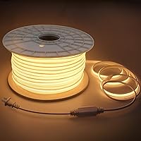 300FT Led Rope Lights Outdoor Waterproof 1 Roll IP67 Plug in with Clips 120V LED Strip Light 3000K Warm White Super Long Flexible Soft Led Light for Outdoor Building Commerica Holiday Decor