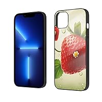 Bright Strawberry Printed Case for iPhone 14 Plus Cases 6.7 Inch - Tempered Glass Shockproof Protective Phone Case Cover for iPhone 14 Plus,Not Yellowing