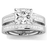 1.45 Carat t.w. Princess Channel Set Princess Cut Diamond Engagement Ring J I2 Clarity Center Stones.