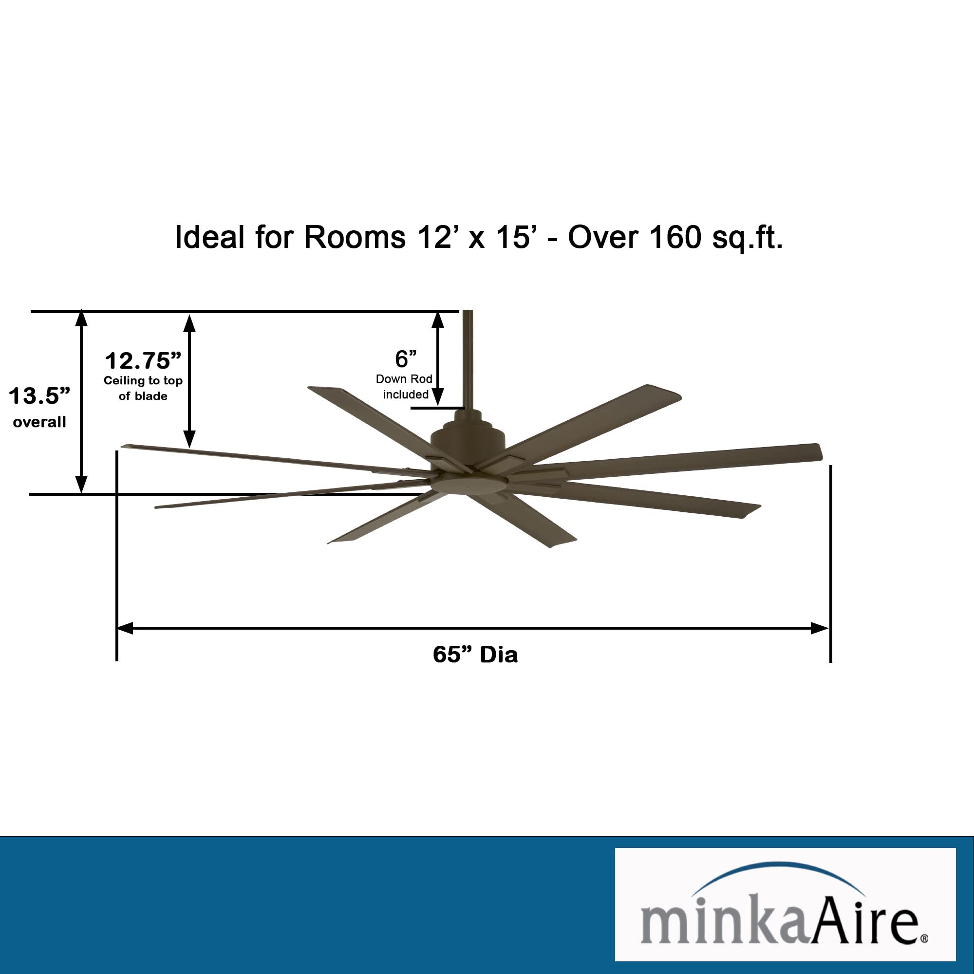 MINKA-AIRE F896-65-ORB Xtreme H2O 65 Inch Outdoor Ceiling Fan with DC Motor in Oil Rubbed Bronze Finish