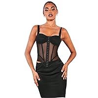 Hook and Eye Mesh Insert Bustier Cami Top