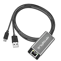 USB Ethernet Adapter (Silver) for Fire TV Stick Lite/4K/4k Max Firestick or Chromecast with Micro not Type C Connection, USB to RJ45 Ethernet, 3ft (1m) USB Power Supply Cable, Speeds up to 100 Mbps