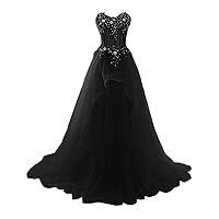 2017 Vogue Evening Prom Dress Strapless A-line Ruffles Applique-12-Black