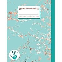 Left Handed Notebook: Left Handed College Ruled Notebook | 110 pages, 8.5 x 11 inches | Gold and Turquoise Marble Theme (Yiddish Edition)