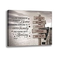 Personalized Custom Family Name Canvas Wall Art, Having Somewhere To Go Is Home Sign Names Lake Ocean Dock Meaningful Gift Store