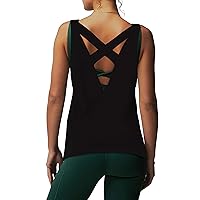 Open Back Workout Top Sleeveless Loose Fit Womens Athletic Tops Gym Tank Top