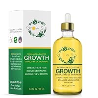 Rosemary and Black Caster Oil Natural Hair Growth Serum made with Pure Organic Oils | Breakage and Dry Scalp Fast Results, safe for all hair types 2.0 fl oz