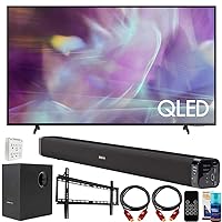 Samsung QN43Q60AA 43 Inch QLED Q60A 4K Smart TV Bundle with Deco Gear Home Theater Soundbar with Subwoofer, Wall Mount Accessory Kit, 6FT 4K HDMI 2.0 Cables and More