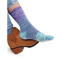 VERO MONTE 4 Pairs Colorful Patterned Cotton Socks for Women Casual Crew Socks