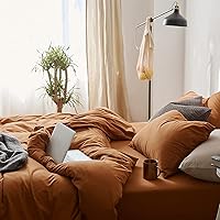 Caramel Pumpkin Duvet Cover Queen Size Burnt Orange Rust Modern Minimalist Style Solid Color Bedding Sets 3 Pieces Soft Microfiber Comforter Covers with Zipper Closure for Women Men