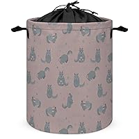 Chinchilla Yoga Poses and Exercises Laundry Basket Collapsible Hamper Storage Bag Round with Handles and Drawstring Closure