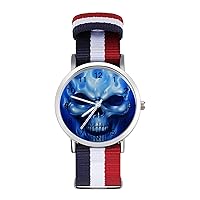 Printed Skull Cool Women's Watch with Braided Band Classic Quartz Strap Watch Fashion Wrist Watch for Men