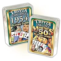 1954 Trivia Playing Cards & 1950's Movie Trivia Combo: 65th Birthday or Anniversary