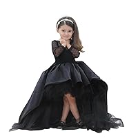 Helen Hi-lo Flower Girls Dresses for Weddings Pageant Toddler Gowns 110, Black, 5