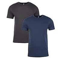 Next Level Mens Premium Fitted Short-Sleeve Crew T-Shirt - Heavy Metal + Indigo (2 Pack) - X-Small