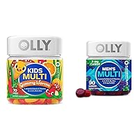 OLLY Kids Multivitamin Gummy Worms, Overall Health and Immune Support, Vitamins and Minerals A, C, D & Men's Multivitamin Gummy, Overall Health and Immune Support, Vitamins A, C, D, E, B, Lycopene