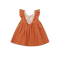 Kids Girls Toddler Dress | Backless Lace 100% Cotton | Fancy Boutique Style Girls Clothes Modern Dress Gifts for Girls
