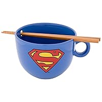 ICUP Superman Emblem Ramen Mug w/Chopsticks, Blue