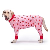 Dog Recovery Suit After Surgery Soft Long Sleeve Neuter Shirt Cone Alternatives, Prevent Licking Surgical Onesies for Large Medium Dog Shedding Suit (X-Large (Pack of 1), Strawberry)