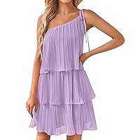 Dresses for Women 2024, Summer Vacation Strapless Strappy Multi Layered Mini Dress, S, XL