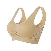 Womens Sports Bras Lightweight Thin Wirefree Yoga Bra with Removable Pads Plus Size Posture Correction Bralette