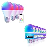 Matter Smart Light Bulbs 6 Pack Smart Light Bulbs 4 Pack RGBTW Color Changing Light Bulbs