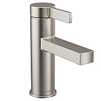 Moen Beric Spot Resist Nickel Modern One-Handle Single Hole Bathroom Faucet with Drain Assembly and Optional Deckplate for Your Bath Sink, 84774SRN