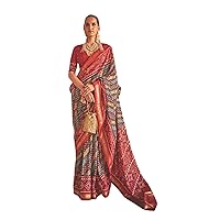 Indian Women Dola Silk Thread Woven Party Wear Saree Weeding Cocktail Trendy Muslim Diwali Printed Sari 2932