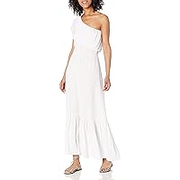 M Made in Italy Women's One-Shoulder Maxi Dress with Tiered Silhouette