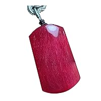 Natural Red Rutilated Quartz Oval Round Crystal Wealthy Stone Pendant 42x24x7mm AAAAA