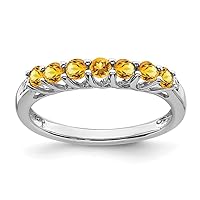 10k White Gold Citrine and Diamond 7 stone Ring Size 7.00 Jewelry Gifts for Women